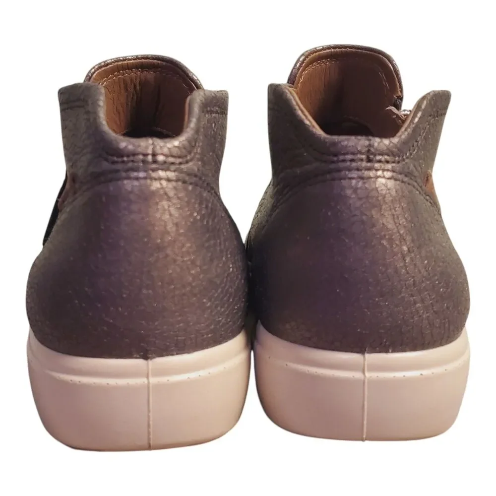 Ecco Soft 7 Low Cut Zip Bootie Shale Metallic Womens Size 9 Leather Sneaker Boot